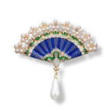Vintage Morkopela Fan Enamel Pin Brooch