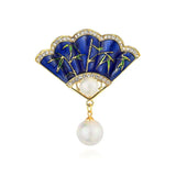 Vintage Morkopela Fan Enamel Pin Brooch