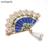 Vintage Morkopela Fan Enamel Pin Brooch
