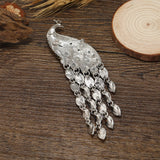 Colorful Rhinestone Crystal Tassel Peacock Brooch
