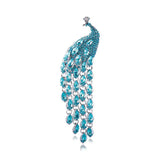 Colorful Rhinestone Crystal Tassel Peacock Brooch