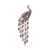 Colorful Rhinestone Crystal Tassel Peacock Brooch