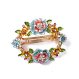 Vintage Rhinestone Flower Barrettes Hair Clip