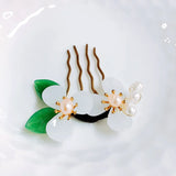 Glass Flower Hair Comb Freshwater Pearl Hair Clip for Women