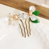 Glass Flower Hair Comb Freshwater Pearl Hair Clip for Women