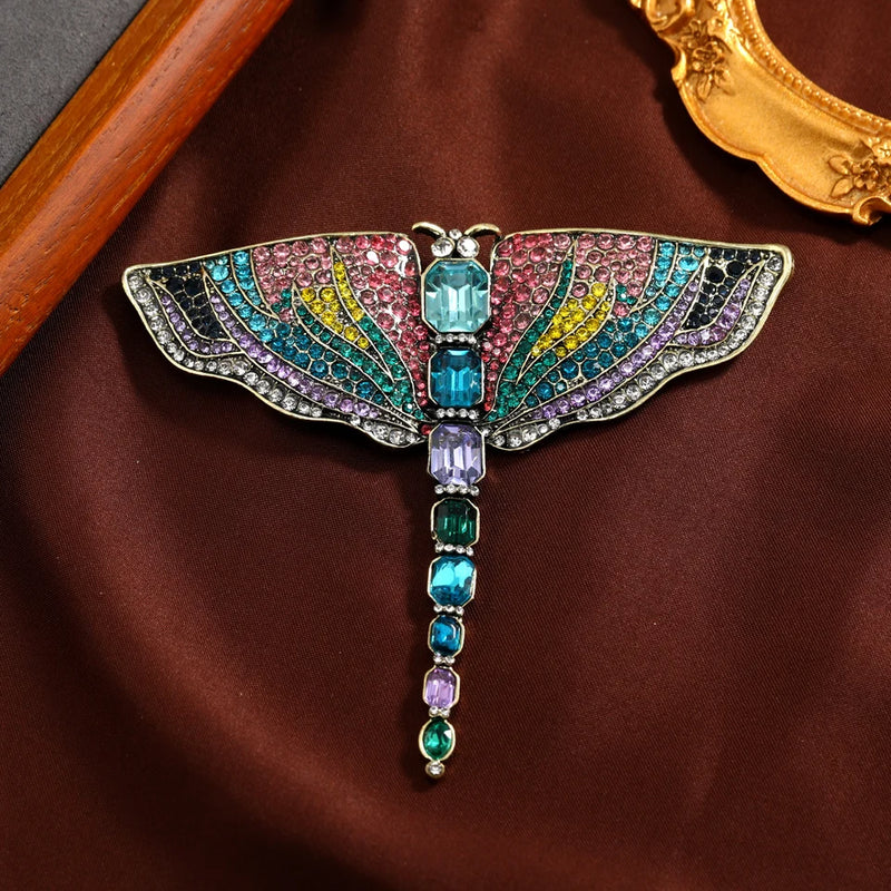 Dragonfly Rhinestone Large Brooch for Women Girls