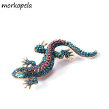 Lizard Rhinestone Brooch Pin Vintage Metal Brosch