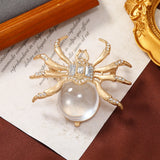 Vintage Metal Spider Brooch Rhinestone Insect Pin
