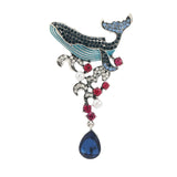 Rhinestone Dolphin Whale Brooch Pin for Women Unisex