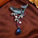 Rhinestone Dolphin Whale Brooch Pin for Women Unisex