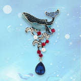 Rhinestone Dolphin Whale Brooch Pin for Women Unisex