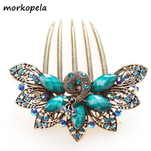 Peacock Hair Comb Clip Rhinestone Hairpin Hair Accessory