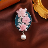 Pink Plum Blossom Brooch with Natural Stone Freshwater Pearl Brooches