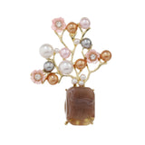 Pink Plum Blossom Brooch with Natural Stone Freshwater Pearl Brooches