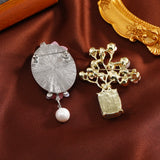 Pink Plum Blossom Brooch with Natural Stone Freshwater Pearl Brooches