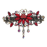 Retro Tulip Flower Barrette Rhinestone Hair Clip Antique Metal Hair Jewelry