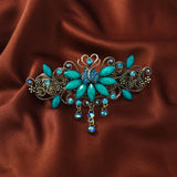 Retro Tulip Flower Barrette Rhinestone Hair Clip Antique Metal Hair Jewelry