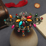 Retro Tulip Flower Barrette Rhinestone Hair Clip Antique Metal Hair Jewelry