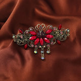 Retro Tulip Flower Barrette Rhinestone Hair Clip Antique Metal Hair Jewelry