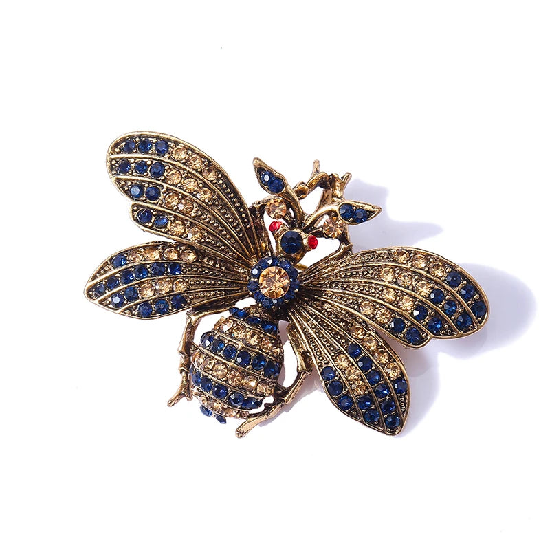 Rhinestone Bee Brooch Insect Vintage Metal Pin Scarf Clip