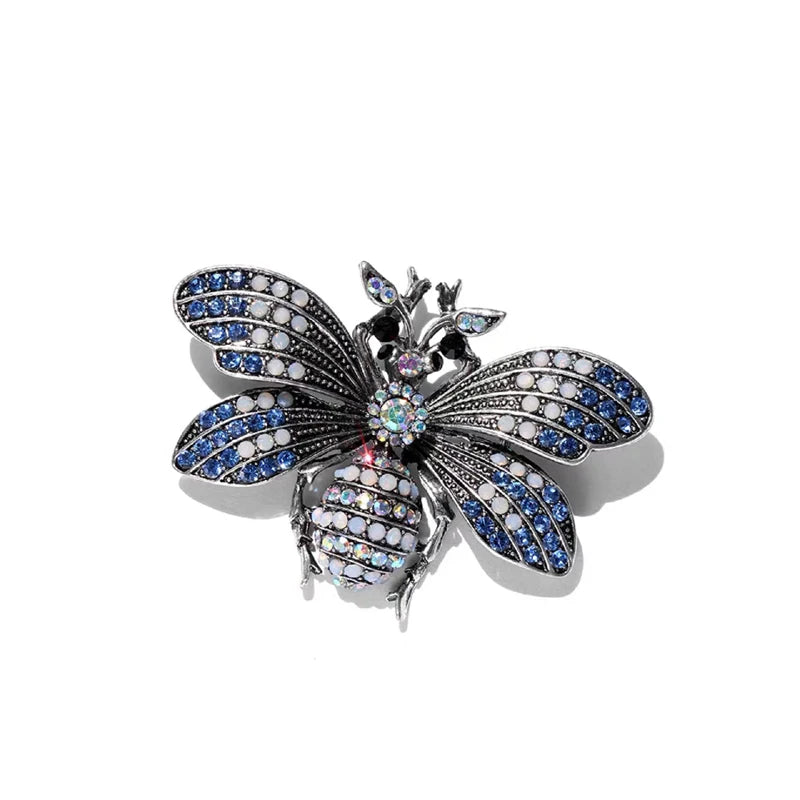 Rhinestone Bee Brooch Insect Vintage Metal Pin Scarf Clip