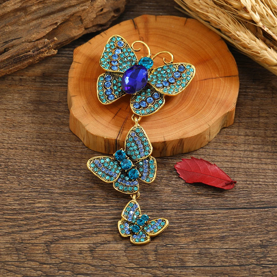 Rhinestone Pink Butterfly Brooch for Women Party Banquet Rhinestone Pins