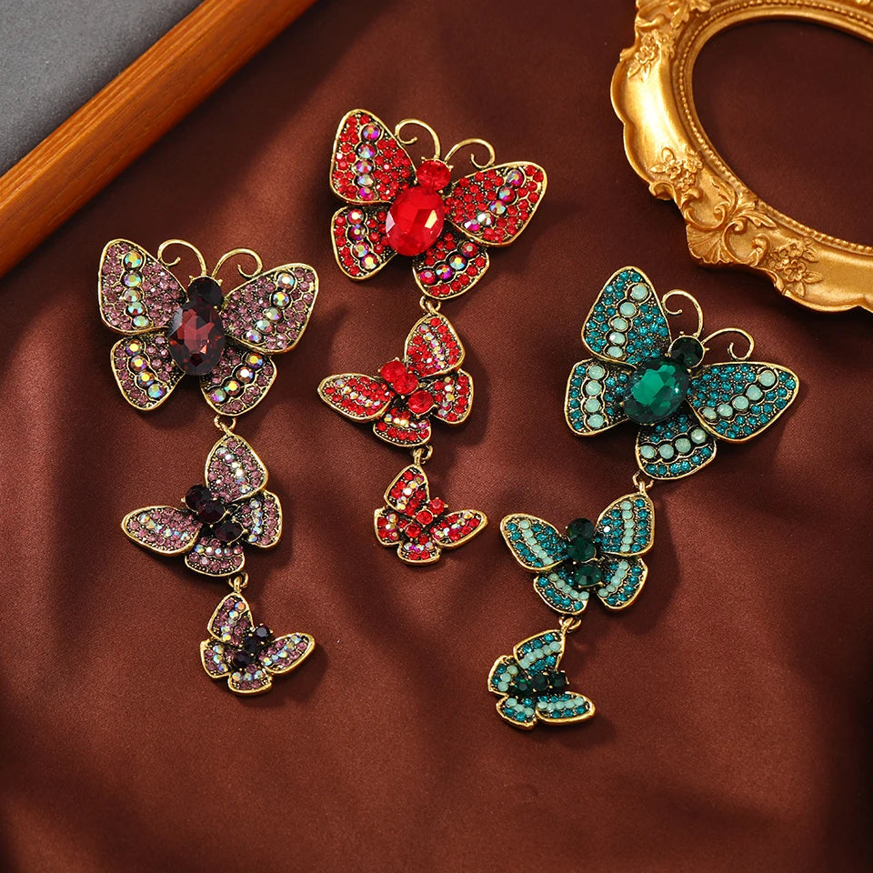 Rhinestone Pink Butterfly Brooch for Women Party Banquet Rhinestone Pins