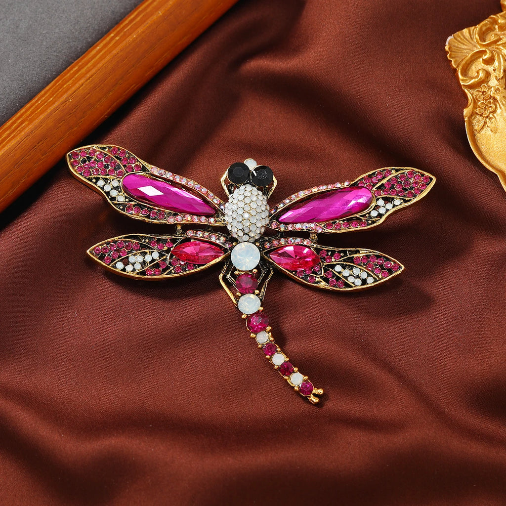 Vintage Dragonfly Brooch Crystal Insect Pin Women's Party Banquet Pin