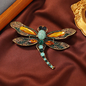 Vintage Dragonfly Brooch Crystal Insect Pin Women's Party Banquet Pin