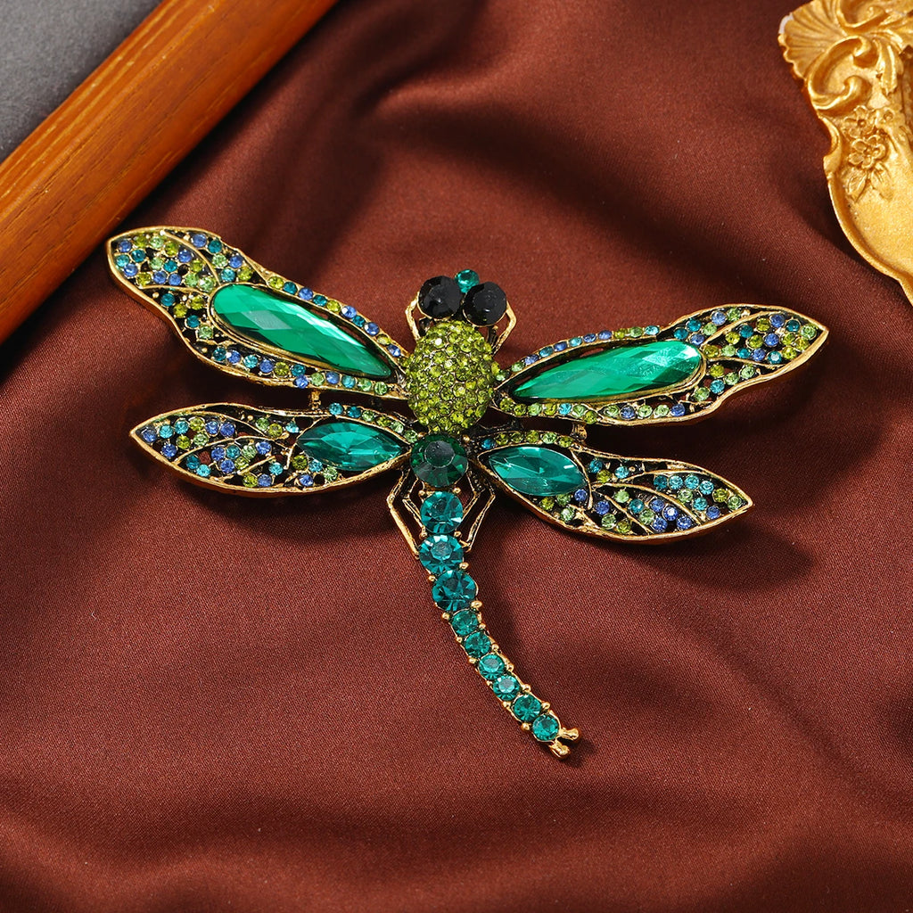 Vintage Dragonfly Brooch Crystal Insect Pin Women's Party Banquet Pin