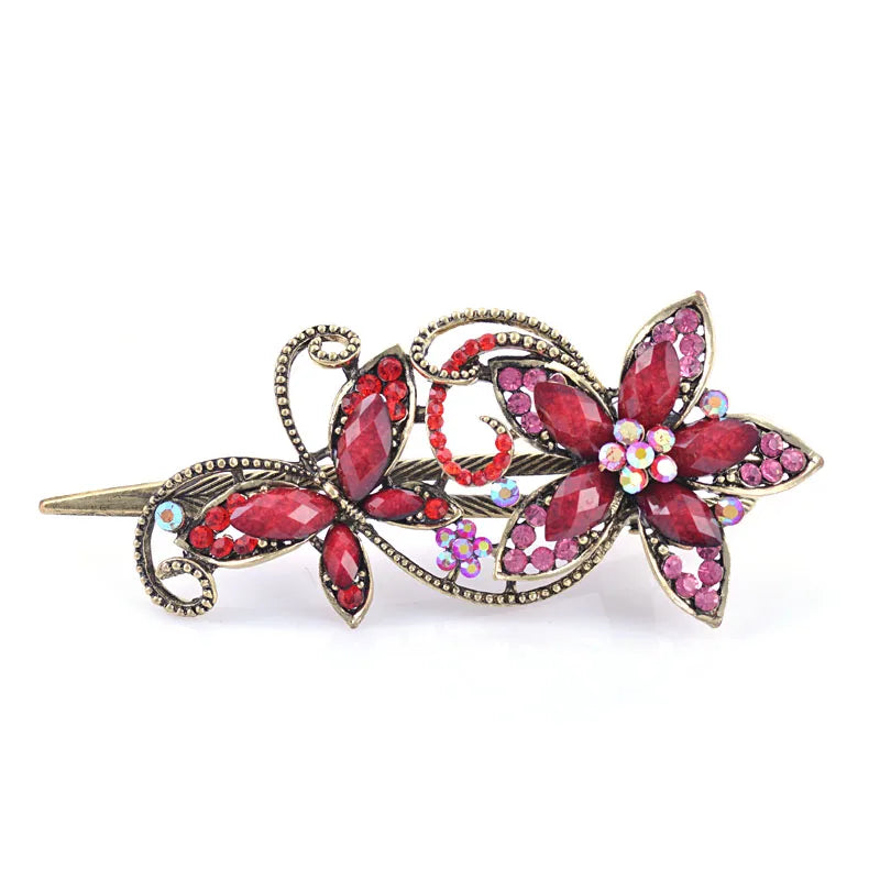 Vintage Flower Hair Clip Metal Hair Claw Crab Big Women Banquet Hair Accessories