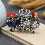 Vintage Hair Clip Claw Rhinestone Flower Peacock Hair Pin Crystal Hair Claws