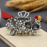 Vintage Hair Clip Claw Rhinestone Flower Peacock Hair Pin Crystal Hair Claws