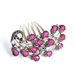 Vintage Peacock Hair Comb Jewelry Antique Bronze Hair Clip