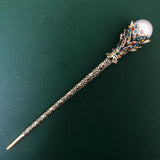 Vintage Simulated Pearl Hair Sticks Bride Crystal Rhinestone Head Wear Clip