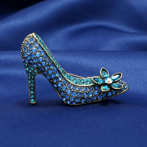 Morkopela Women Rhinestone High Heel Shoes Brooch Pin Collections