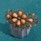 Vintage Metal Large Hair Clip Clamp Retro Resin Flower Hair Barrette