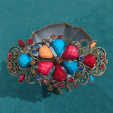 Vintage Metal Large Hair Clip Clamp Retro Resin Flower Hair Barrette