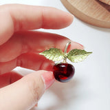 Red Cherry Enamel Pin Costume Brooch Women Jewelry Accessory