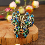 Vintage Butterfly Hair Claw Resin Stone Insect Hair Clip Accessories