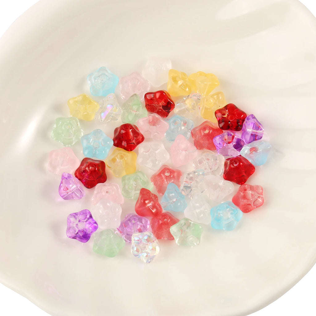 Morning Glory Lampwork Crystal Beads Czech Glass Multicolor Loose Beads