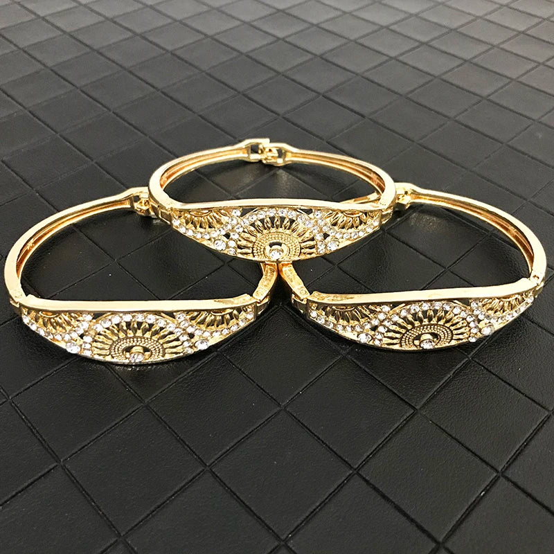Moroccan Rhinestone Bracelet Set Jewelry Woman Caftan Crystal Wrist 3pcs/set