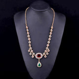 Morocco Bridal Necklace Colorful Rhinestone Plated Women Wedding Jewelry