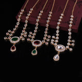 Morocco Bridal Necklace Colorful Rhinestone Plated Women Wedding Jewelry