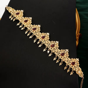Morocco Bridal Hair Chain Plated Rhinestone Bride Headpiece