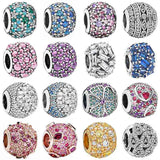 Mosaic Ball & Clear Chiselled Droplet Charm 925 Sterling Silver Beads