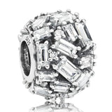 Mosaic Ball & Clear Chiselled Droplet Charm 925 Sterling Silver Beads