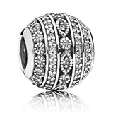 Mosaic Ball & Clear Chiselled Droplet Charm 925 Sterling Silver Beads