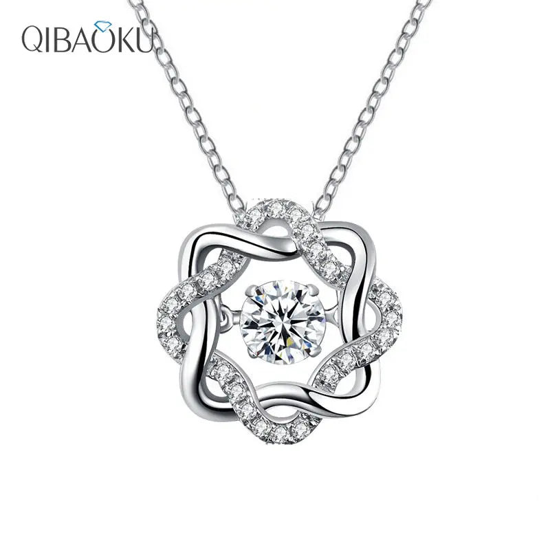 Moissanite 925 Silver Necklace Heart Beating Pendant
