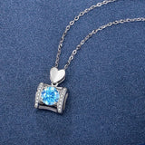 Mosan Diamond Necklace Peach Heart Bag Shape S925 Sterling Silver Jewelry